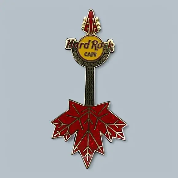 Hard Rock Pin Niagara Falls Canada Red Maple Leaf Guitar - Picture 1 of 2